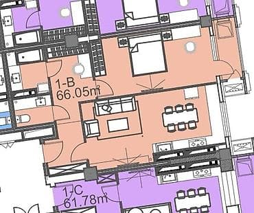 66: 2 комнаты, 66 м², Улан-2 мкр Элитка, 13 этаж, ПСО (под самоотделку) — 3