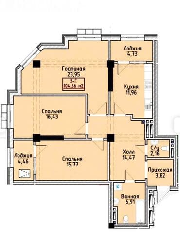 продается дом нарын: 3 комнаты, 104 м², Элитка, 3 этаж, ПСО (под самоотделку) — 6