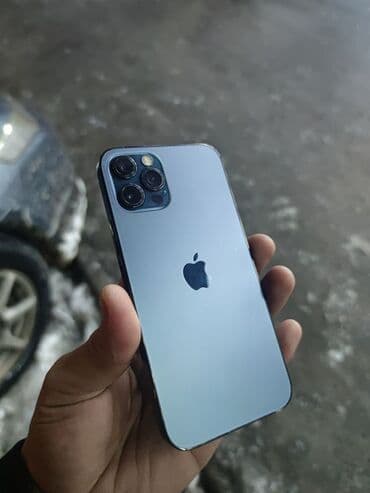 купить бэушные телефоны: IPhone 12 Pro, Б/у, 128 ГБ, Pacific Blue, Зарядное устройство, 100 % — 1