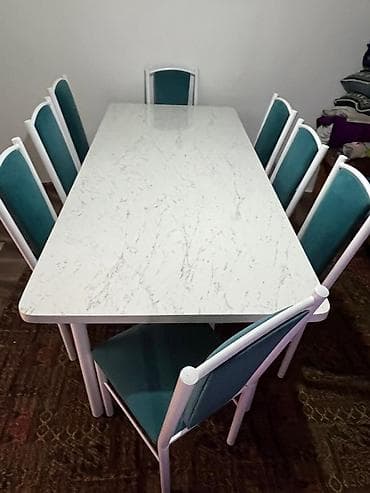 Дом и сад: Кухонный стол и стул, Б/у, Самовывоз, цвет - Белый — 3