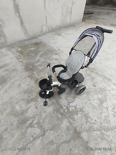 Башка товарлар: Детский трехколесный велосипед-каталка с родительской ручкой и тентом — 3