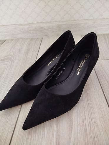 Классические замшевые лодочки на низком каблуке kitten heel. - Цвет — 3