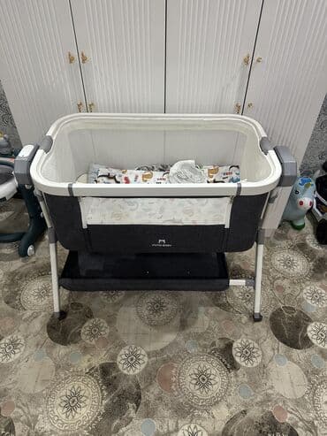 коляска летный: Детская приставная кроватка, С колесиками, цвет - Серый — 2