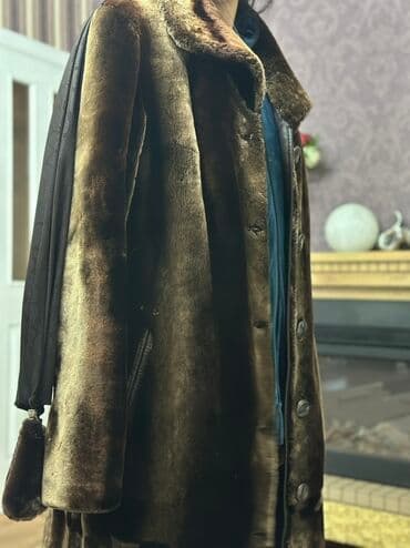 Атайын кийим: Длинная женская шуба из натурального меха (визуально — норка/мутона) в — 3