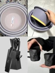 набор кухонных ножей: Набор: из 3 ножей, ножницы,овощечистки, чехлов ножей и подставки в — 1