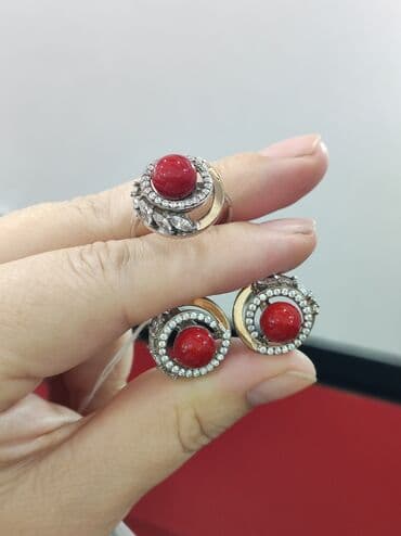 свадебные платья от производителя: Серебряный комплект с камнями  Кораллы Серебро 925 с напылением — 3