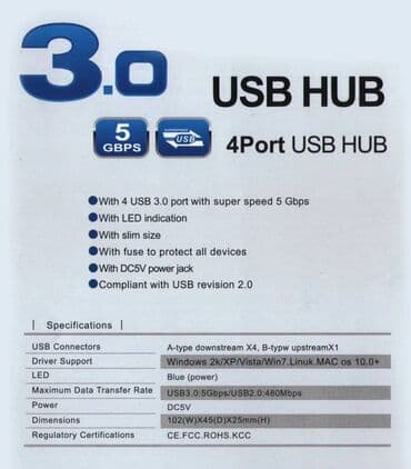 hub: Хаб USB 3.0, 4 порта. Hub. Кабель 30 см — 2