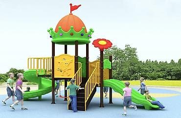 Детские уличные игровые комплексы с качелями и горками - — 8