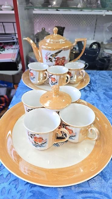 nerf puske: Сервиз 1960г. Новый, Чайник большой с доп. Крышкой, 2 блюда, 7 чашек — 1