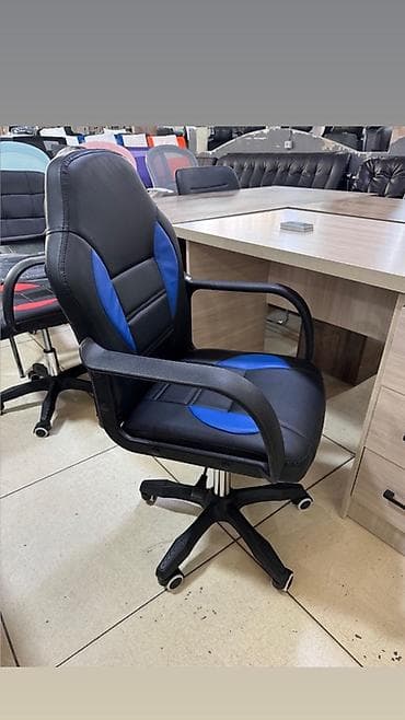 Терезелер жана комплектөөчүлөр: Офис креслолор, Дөңгөлөктүү, түсү - Кара, Экокожа — 6