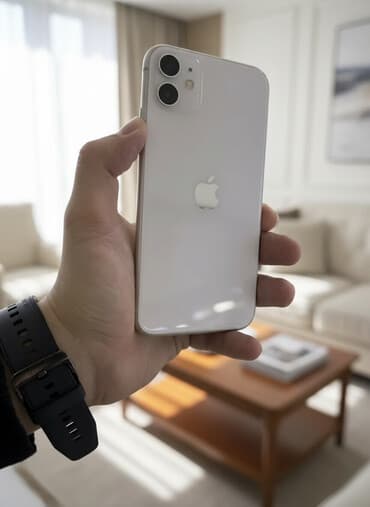 эпыл воч: IPhone 11, Колдонулган, 128 ГБ, Ак, Каптама, 100 % — 1