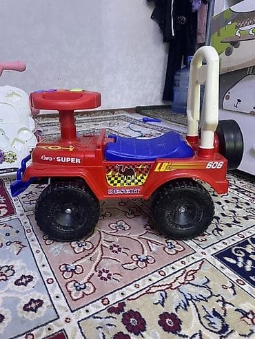 Детский транспорт: Детская машинка-каталка (толокар) Jeep-style - Яркая красно-синяя — 5