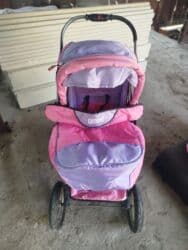 корейские велосипеды: Коляска, цвет - Розовый, Б/у — 4