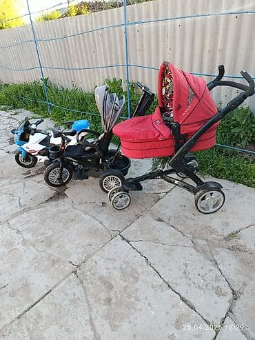 Детский комплект для прогулок и развлечений: 1) Электромотоцикл для