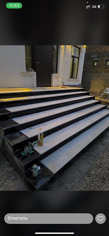 Лестница из гранита, мрамора Для дома, Бесплатный замер, Форма лестницы: Прямая