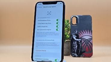 iphone osh: IPhone X, Б/у, 64 ГБ, Черный, Чехол, 64 % — 9