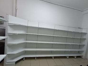 Торговое оборудование: Торговый стеллаж угловой модульный, металлический, белый. Описание: - — 1