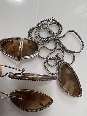 amber elixir: Комплект украшений из натурального дендритового мохового агата в — 10