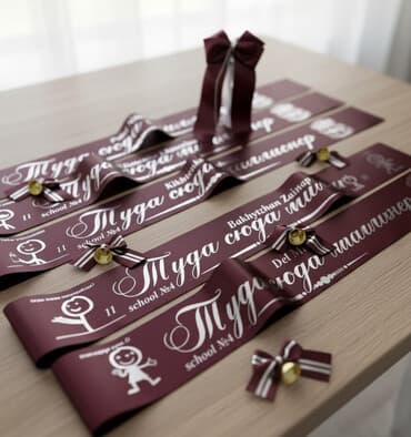 Выпускные ленты с индивидуальной печатью • Лента 200c • Страза 50c •