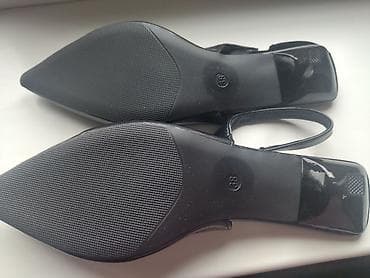 Айымдардын бут кийими: Черные женские туфли slingback с острым носком и устойчивым каблуком — 4