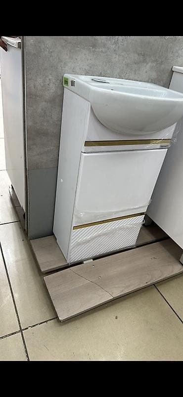 Тумбалар: Ванна үчүн тумба, Жаңы, Раковина менен, ЛДСП, Өзү алып кетүү, түсү - Ак — 1