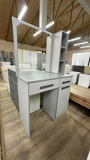 Жасануучу столдор: Туалетный столик с зеркалом и системой хранения. - Большое — 1