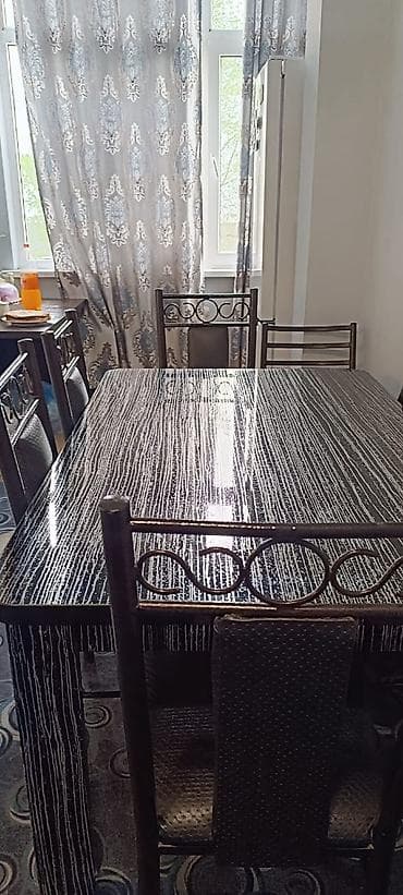 кухонный гарнитур дешевый: Кухонный стол и стул, цвет - Черный — 2