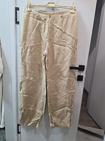 штаны лен: Льняные брюки бежевого цвета - Состав: 100% лен (этикетка на фото). - — 1