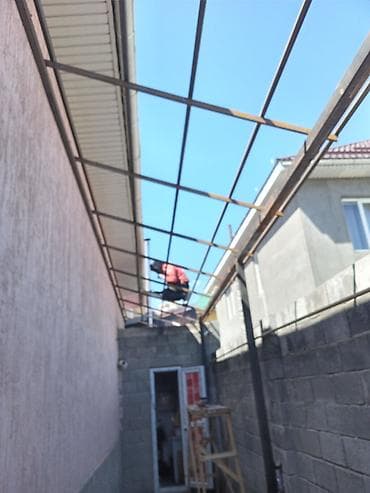 навесы во дворе: Навес, Другая форма, Металл, Поликарбонат, Установка — 1