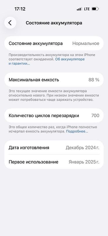 IPhone 16 Pro, Б/у, 256 ГБ, Серебристый, Защитное стекло, Чехол, Кабель, 88 % — 7