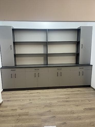 угловые столы для офиса: Комплект офисной мебели, Шкаф, ДСП, цвет - Серый — 2