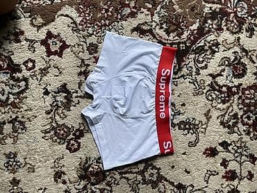 Носки и белье: Мужские боксеры Supreme - Цвет: белый - Эластичный пояс красного — 1