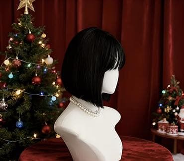 парик аниме: Парик каре с челкой, цвет: черный. - Стиль: классическое прямое каре — 2