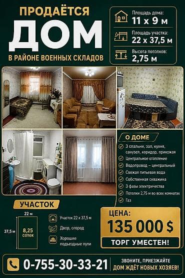 отель бишкеке: ПРОДАЁТСЯ ДОМ — РАЙОН ВОЕННЫХ СКЛАДОВ Продаётся просторный жилой дом — 1