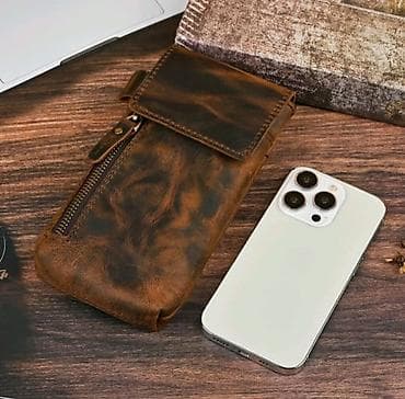 philips x333: Напоясная сумка-чехол для смартфона из коричневой кожи - Вертикальный — 2