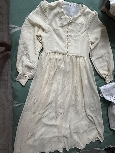 белый платия: Новое/1-раза надевала на кыз узатуу. Платье-макси нежного кремового — 5