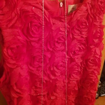 комбинезон для девочек: Детское платье, цвет - Красный, Б/у — 2