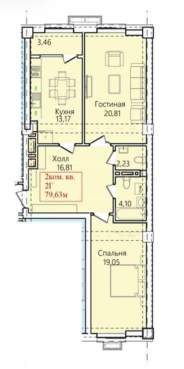 Продажа квартир: 2 комнаты, 80 м², Элитка, 4 этаж, Готовая ПСО (под самоотделку) — 4