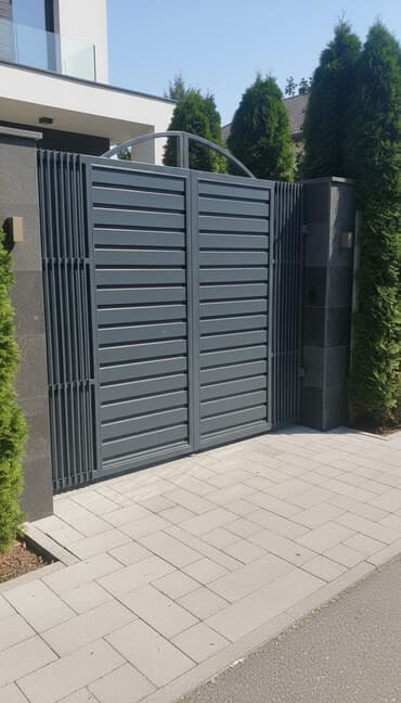 Металлические распашные ворота с калиткой - Конструкция