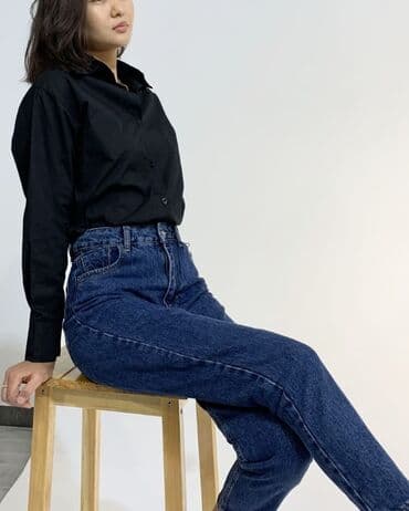 джинсы на девочку: Джинсы, Прямые, Турция, Высокая талия, S — 3