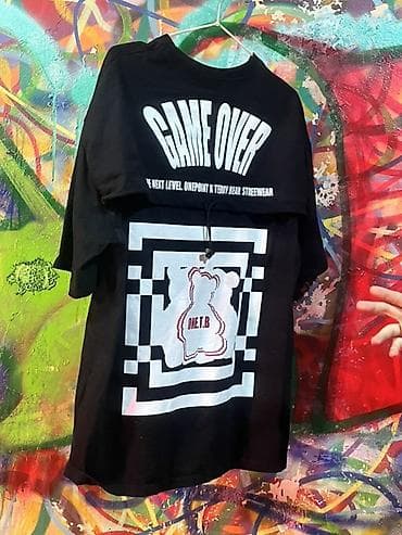 Эркектер кийими: Футболки с принтами streetwear 1) Черная футболка Game Over - Цвет — 3