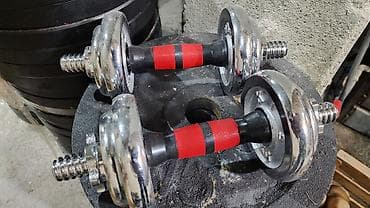 бильярдный шары: Гантели 5+5=10кг хромированные. новые разборные — 2