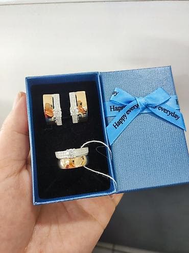 Серебро 925 напыление золото Серебряный комплект 2в1 Размеры имеются