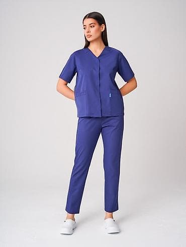 мусульманские вещи: Медицинский костюм женский, цвет индиго/синий. - Комплект: куртка с — 3