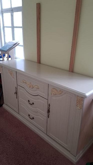 шкаф с комодом: Комод для одежды, С зеркалом, Дерево, цвет - Бежевый — 2