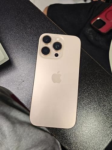IPhone 16 Pro, Б/у, 128 ГБ, Desert Titanium, Чехол, 90 % — 2