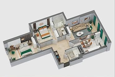 batir service: 3 комнаты, 90 м², Элитка, 15 этаж, Готовая ПСО (под самоотделку) — 1