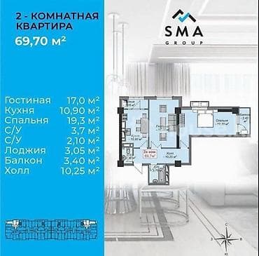 Кыймылсыз мүлк: 2 бөлмө, 70 м², Асанбай мкр 3 кабат, Дизайнердик оңдоо — 4