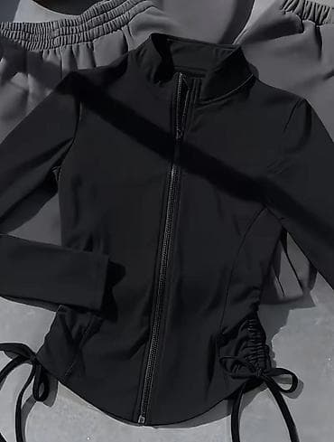soft shell: Женская спортивная кофта на молнии - Цвет: черный - Приталенный крой — 1