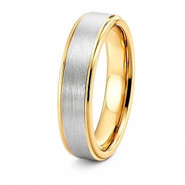 титановые кольца: Кольцо из вольфрама “Hawaii” chromium + 18k yellow gold, размер 16,5 — 1